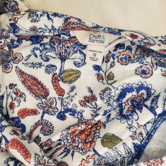 Croft & Barrow Women's Blouse, Floral Multi-colored, 1X - Picture 9 of 12